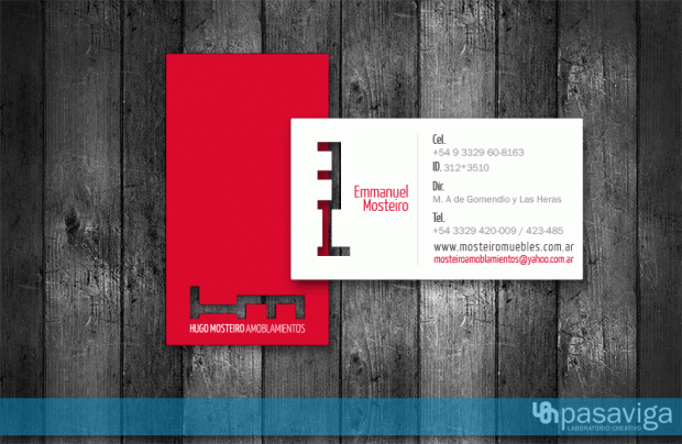 Diseño de tarjetas personales para Hugo Mosteiro Amoblamientos